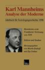 Image for Karl Mannheims Analyse der Moderne : Mannheims erste Frankfurter Vorlesung von 1930. Edition und Studien