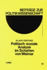 Image for Politisch-soziale Analyse im Schatten von Weimar