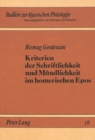 Image for Kriterien der Schriftlichkeit und Muendlichkeit im Homerischen Epos