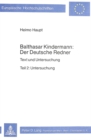 Image for Balthasar Kindermann: Der deutsche Redner