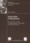 Image for Going Public in Deutschland: Eine empirische Analyse von Borsengangen auf Grundlage der Behavioral Finance