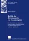 Image for Qualitat des Aktienresearch von Finanzanalysten: Eine theoretische und empirische Untersuchung der Gewinnprognosen und Aktienempfehlungen am deutschen Kapitalmarkt