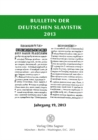 Image for Bulletin der deutschen Slavistik. Jahrgang 19, 2013