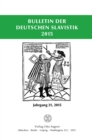 Image for Bulletin Der Deutschen Slavistik 2015. Jahrgang 21, 2015