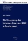 Image for Die Umsetzung des Sarbanes Oxley Act 2002 in Deutschland