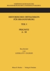 Image for Historisches Ortslexikon fur Brandenburg, Teil I, Prignitz, Band A-M