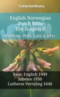 Image for English Norwegian Dutch Bible - The Gospels II - Matthew, Mark, Luke &amp; John: Basic English 1949 - Bibelen 1930 - Lutherse Vertaling 1648