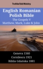 Image for English Romanian Polish Bible - The Gospels V - Matthew, Mark, Luke &amp; John: Geneva 1560 - Cornilescu 1921 - Biblia Gdanska 1881