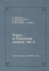 Image for Topics in functional analysis 1980-81