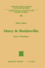 Image for Henry de Boulainviller Tome I : Oeuvres philosophiques