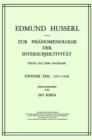 Image for Zur Phanomenologie der Intersubjektivitat : Texte aus dem Nachlass Zweiter Teil: 1921–1928
