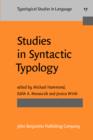 Image for Studies in Syntactic Typology