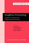 Image for Anaphora Processing : Linguistic, cognitive and computational modelling