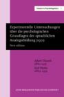 Image for Experimentelle Untersuchungen uber die psychologischen Grundlagen der sprachlichen Analogiebildung (1901): New edition