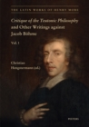 Image for Critique of the Teutonic Philosophy and Other Writings Against Jacob Bohme: Text, Translation and Introduction