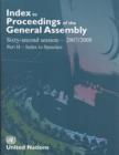 Image for Index to proceedings of the General Assembly : sixty-second session - 2007-2008, Part 2: Index to speeches