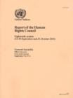 Image for Report of the Human Rights Council : Eighteenth Session, 12 to 30 September and 21 Octo ber 2011