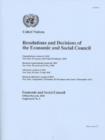 Image for Resolutions and Decisions of the Economic and Social Council