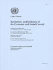 Image for Resolutions and decisions of the Economic and Social Council