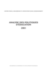Image for Analyse des politiques d&#39;education 2001