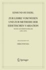 Image for Zur Lehre vom Wesen und zur Methode der eidetischen Variation : Texte aus dem Nachlass (1891-1935)