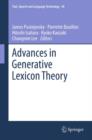 Image for Advances in generative lexicon theory : volume 46