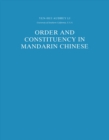 Image for Order and constituency in Mandarin Chinese : v.19