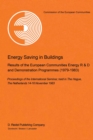 Image for Energy Saving in Buildings: Results of the European Communities Energy R&amp;D and Demonstration Programmes (1979-1983) Proceedings of the International Seminar, held in The Hague, The Netherlands, 14-16 November 1983