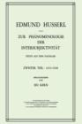Image for Zur Phanomenologie der Intersubjektivitat : Texte aus dem Nachlass Zweiter Teil: 1921–1928