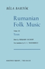 Image for Rumanian Folk Music: Texts