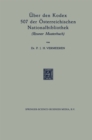 Image for Uber den Kodex 507 der Osterreichischen Nationalbibliothek: Reuner Musterbuch