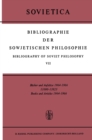 Image for Bibliographie der Sowjetischen Philosophie Bibliography of Soviet Philosophy: Bucher und Aufsatze 1964-1966