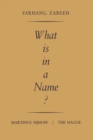 Image for What is in a Name? : An Inquiry into the Semantics and Pragmatics of Proper Names