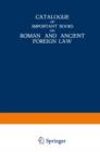 Image for Catalogue of Important Books on Roman and Ancient Foreign Law