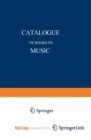 Image for Catalogue of Books on Music