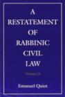 Image for A Restatement of Rabbinic Civil Law