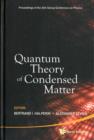 Image for Quantum theory of condensed matter  : proceedings of the 24th Solvay Conference on Physics