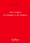 Image for Sur L&#39;origine Du Langage Et Des Langues