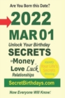 Image for Born 2022 Mar 01? Your Birthday Secrets to Money, Love Relationships Luck
