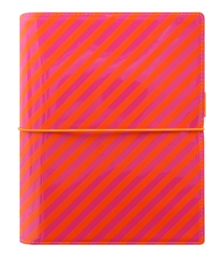 Filofax A5 Domino Patent orange/pink stripes organiser