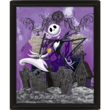 Nightmare Before Christmas (Graveyard) 10 x 8″ 3D Lenticular Poster (Framed)