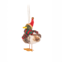 Image for Duck with Santa Hat & Scarf Felt Decoration