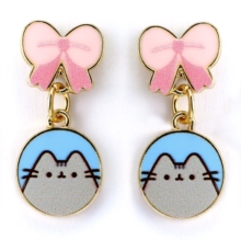 Image for Pusheen the Cat Pink Bows Drop Earrings