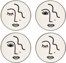 Sass & Belle Abstract Face White Coasters – Set Of 4