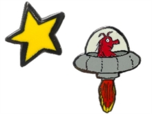 UFO & Star Pin Badge Set