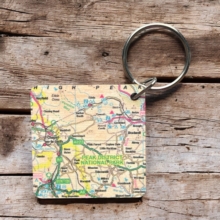 Image for OS Map Wooden Square Key-ring - Peak District National Park