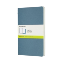 Set Of 3 Moleskine Large Plain Cahier Journals: Brisk Blue