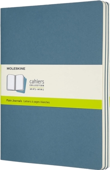 Set Of 3 Moleskine Extra Large Plain Cahier Journals: Brisk Blue