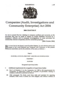 Image for Companies (Audit, Investigations and Community Enterprise) Act 2004