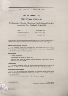 Image for The Education (Special Educational Needs Code of Practice) (Appointed Day) (England) Order 2001